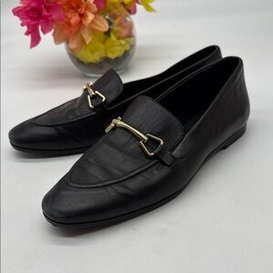 Zara Black Horse Bit  Leather Loafers with Gold Detail EU Size 39 BLO8661G